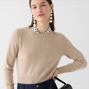 NWT!  J.Crew Cashmere Shrunken Crewneck Sweater, Heather Stone, Size XS